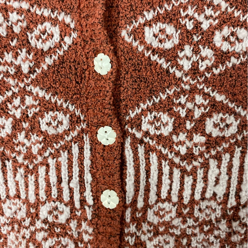NWT New Free People Geo Floral Cropped Cardigan in Terracotta Large - Picture 4 of 11